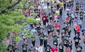 Runners starting Bright Beach Marathon after completing a 16 week marathon training plan.