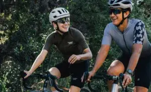 Cyclist riding outside during a structured outdoor training session