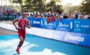 Best triathlons in the world athlete running in triathlon race.