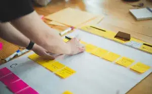 planning a cycling fitness plan with sticky notes and weekly schedule