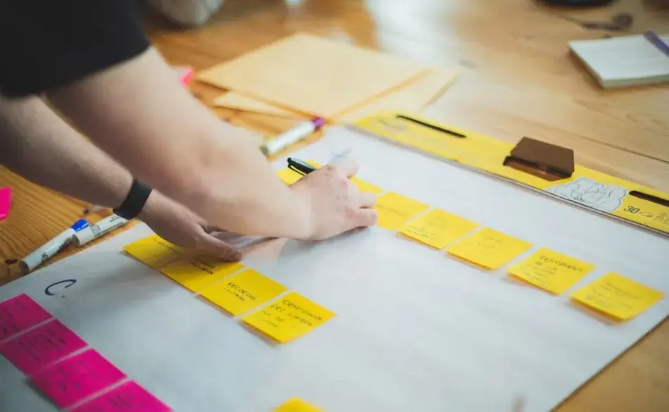 planning a cycling fitness plan with sticky notes and weekly schedule