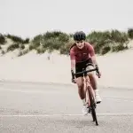 Cyclist training outdoors while applying the rate of perceived exertion scale to pacing