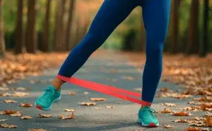 Cyclist doing resistance band training outdoors to build strength and stability