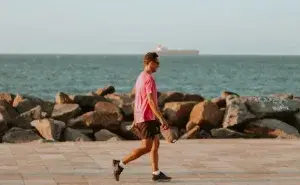 slow jogging vs fast walking along the waterfront