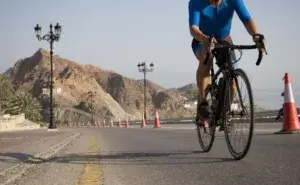 Cyclist training for a century ride on a mountain road