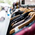 Cycling gear for beginners displayed on hangers ready to choose