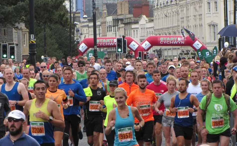 Runners at the start line of one of the best half marathons in the UK