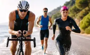 Sprint distance triathlon training schedule showing swim, bike, and run preparation